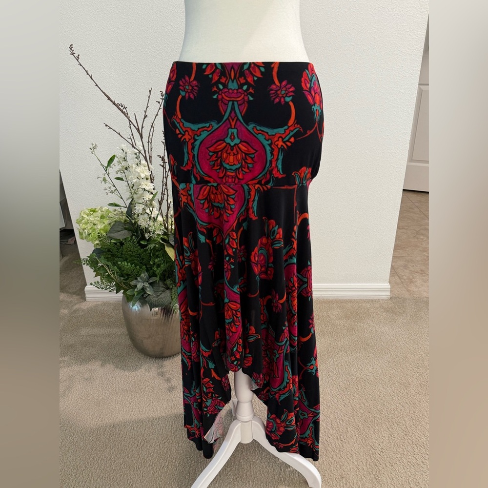 Red and Blue High-Low Maxi Skirt for Cocktail